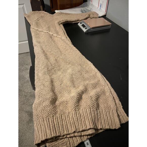 Natural Life Long Duster Cardigan Sweater Womens L XL Tan Knit Cotton Boho - Picture 7 of 8